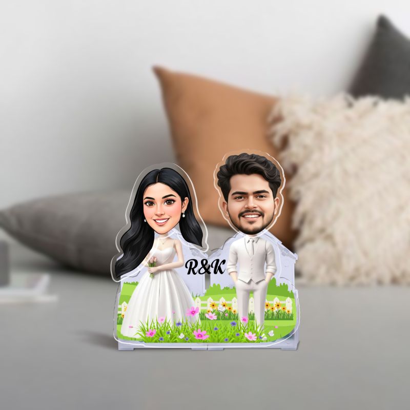 Personalized Couple Bobblehead Caricature Gift for Husband, Wife, Girlfriend, Boyfriend & Friends Solar Powered Moving Head Couple Gift for Birthday (Wedding Couple)